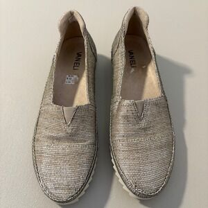 Van Eli Slip On Loafer‎ Shoes Silver Gold Woven Comfort Casual Size 8 Narrow